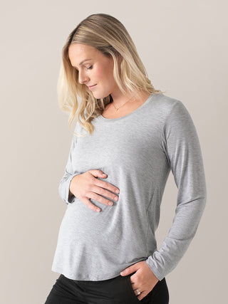 Bamboo Maternity & Nursing Long Sleeve T-shirt | Grey Heather