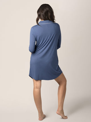 Clea Bamboo Long Sleeve Sleep Shirt | Slate Blue