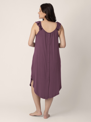 Ruffle Strap Labor & Delivery Gown | Burgundy Plum
