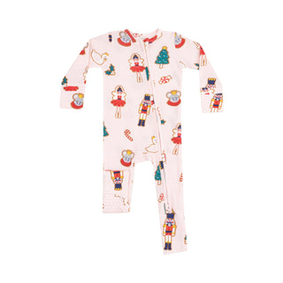 2 Way Zipper Romper - Sugar Plum Fairy Christmas Cookie  Pink