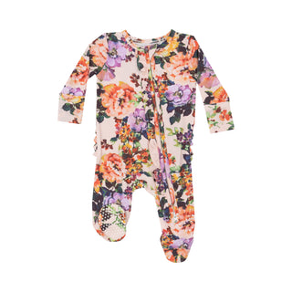 2 Way Ruffle Zipper Footie - Autumn Rose