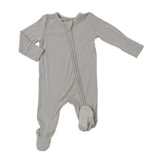 2 Way Zipper Footie - Dove Grey Solid - Bella Rose Chic Boutique