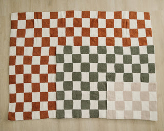 Rust Checkered Plush Blanket