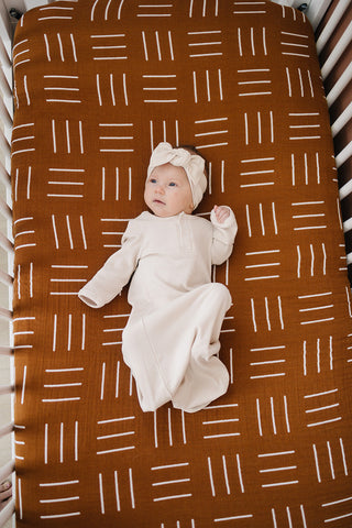 Mustard Mudcloth Muslin Crib Sheet