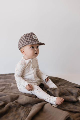 Children's Trucker Hat | Faded Brown Checkerboard