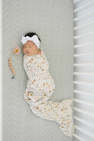 Desert Sage Muslin Crib Sheet