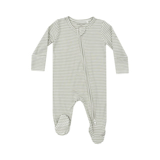 2 Way Zipper Footie - Desert Green Stripe