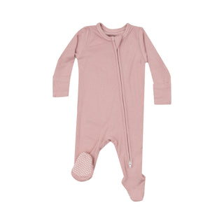 2 Way Zipper Footie - Solid Silver Pink