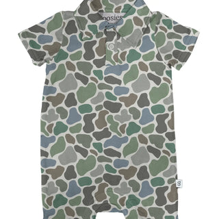 Bamboo Pebble Camo SS Polo Romper