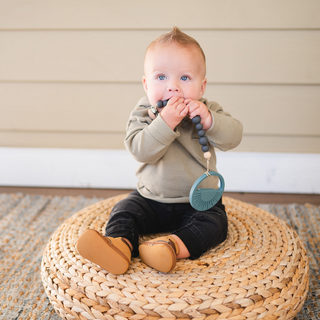 Charcoal Beaded Wooden & Silicone Pacifier Clip