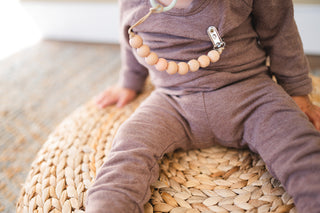 Apricot Beaded Wooden & Silicone Pacifier Clip