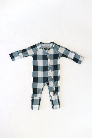 Bamboo Zip Pajamas | Evergreen Gingham | ff club