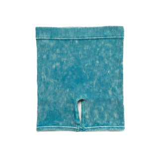 ACID WASH BIKER SHORTS - TEAL