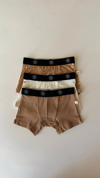 Bamboo Boxers (3 Pack) | Tan & Ivory Smile