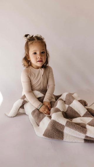 Plush Blanket | Mushroom Checkerboard