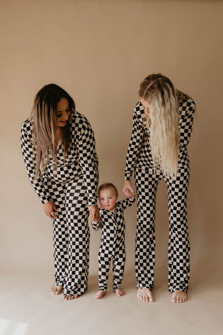 Women's Bamboo Pajamas | Black Checkerboard