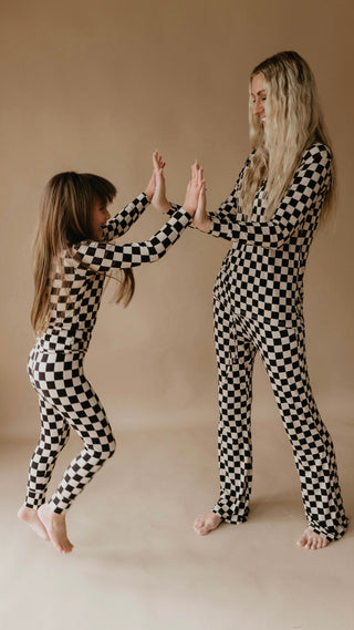 Bamboo Two Piece Pajamas | Black Checkerboard