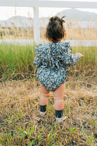 Liberty Floral Long Sleeve Ruffle Bubble Romper