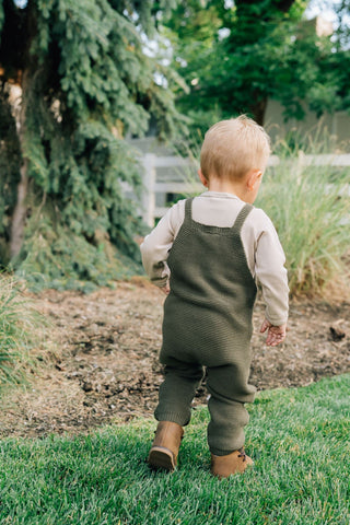 Olive Knit Overalls