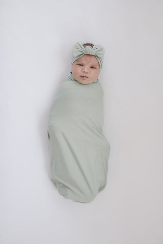 Sage Bamboo Stretch Swaddle