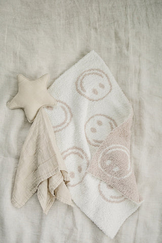 Smiley Taupe Plush Blanket