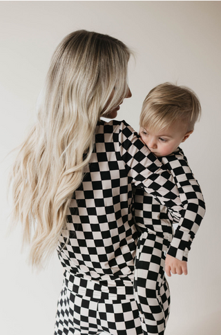 Women's Bamboo Pajamas | Black Checkerboard