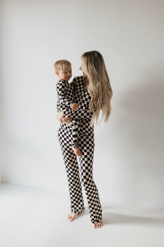 Women's Bamboo Pajamas | Black Checkerboard