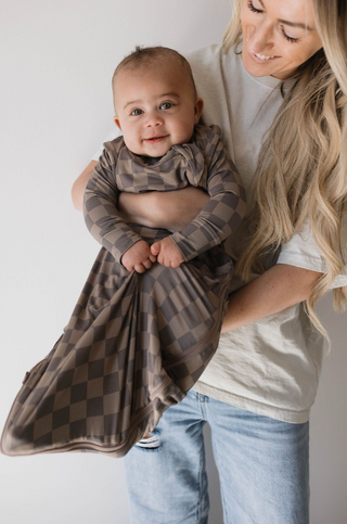 Bamboo Sleep Sack | Faded Brown Checkerboard