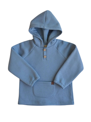 Baby & Toddler Emerson Blue Hoodie/Sweatshirt: Coconut Button Front and Label Appliqué