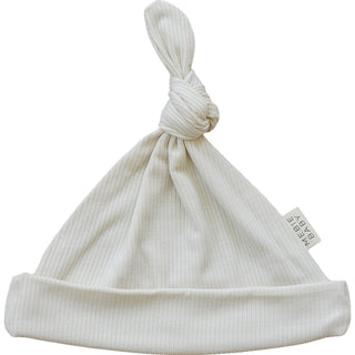 Cream Ribbed Bamboo Newborn Knot Hat
