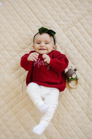 Cozy Ribbed Bamboo Leggings for Kids - Christmas