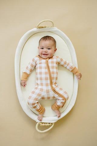 Golden Gingham Bamboo Zippy Romper