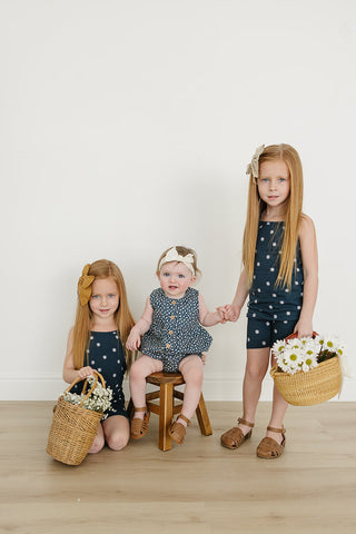 Navy Daisies Tank + Biker Short Set