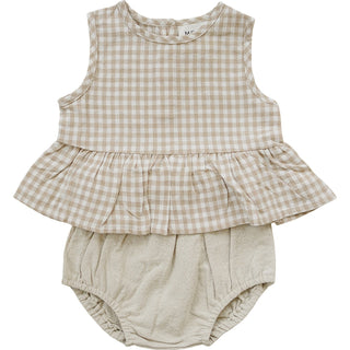 Oatmeal Gingham Peplum Set