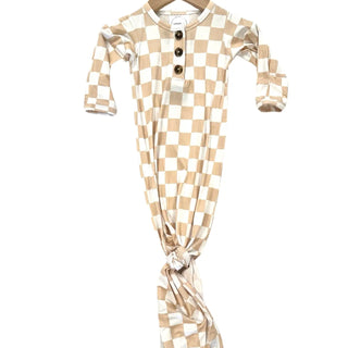 Bamboo Tan Checkered Knotted Gown