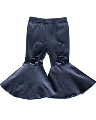 Barbie Pleated Denim Bell Bottoms - Dark Denim