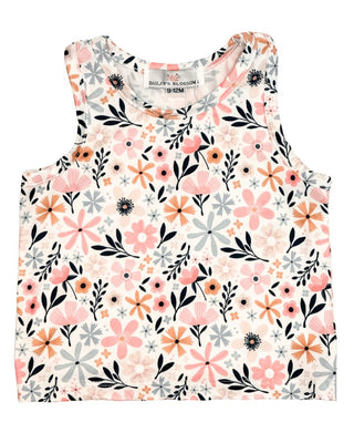 Baylor Tank Top - White & Coral Floral