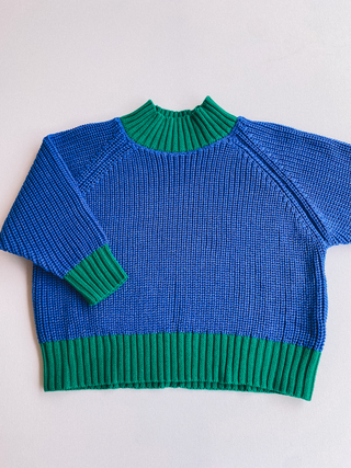 colorblock sweater - blue/green