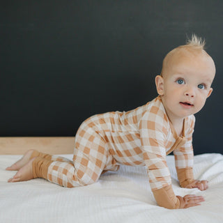 Golden Gingham Bamboo Zippy Romper