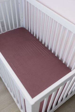 Plum Bamboo Stretch Crib Sheet