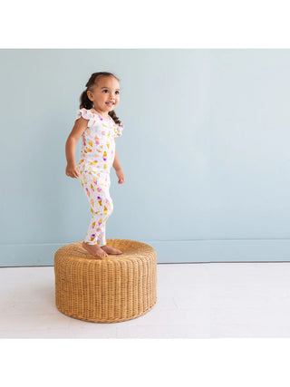Ice Cream Ruffle Sleeve Toddler Two-Piece Long Sleeve Pajama Set, featuring an adorable ice cream ruffle sleeve design.
