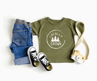 Locally Grown Toddler T-Shirt/ Short Sleeve Olive Green - Available in sizes 2T, 3T, 4T, and 5T. High-quality material, so soft, perfect for everyday wear.