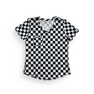 MAMA V-NECK- B+W Check