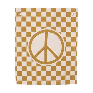 checkered peace sign banner