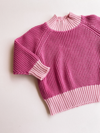 colorblock sweater - pink/light pink