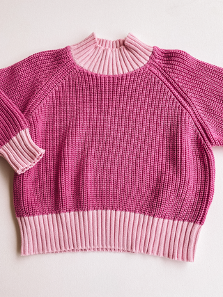 colorblock sweater - pink/light pink