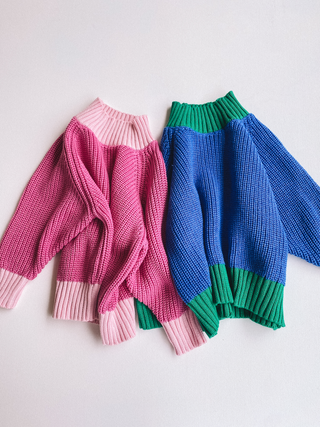 colorblock sweater - pink/light pink