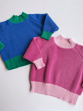 colorblock sweater - blue/green