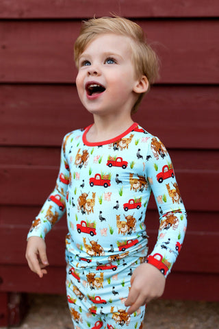 Ride with My Crew Long Sleeve Pajama Set (2T-12Y)