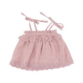 Ruffle Top & Bloomer - Dusty Pink Solid Muslin